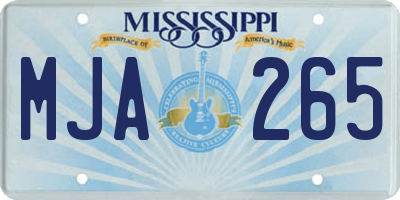 MS license plate MJA265