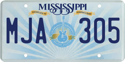MS license plate MJA305