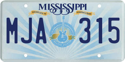 MS license plate MJA315