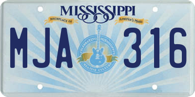 MS license plate MJA316