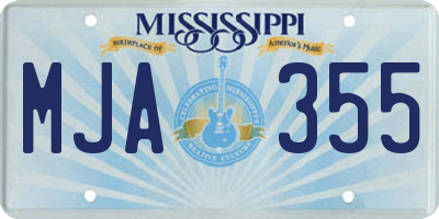 MS license plate MJA355