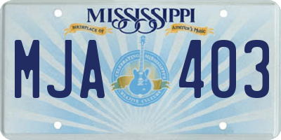 MS license plate MJA403