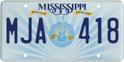 MS license plate MJA418
