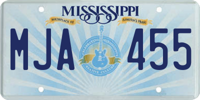 MS license plate MJA455