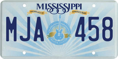 MS license plate MJA458