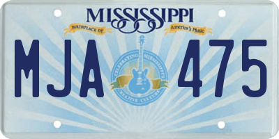 MS license plate MJA475