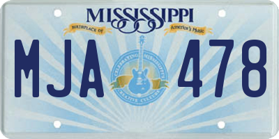 MS license plate MJA478
