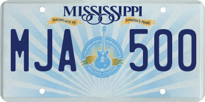 MS license plate MJA500