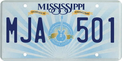 MS license plate MJA501