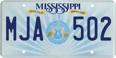 MS license plate MJA502
