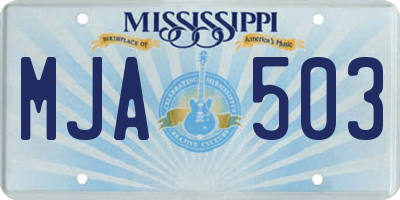 MS license plate MJA503