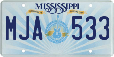 MS license plate MJA533