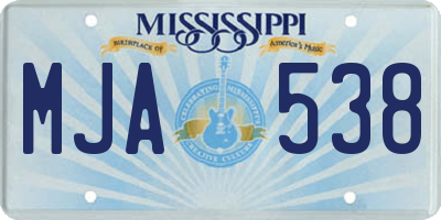 MS license plate MJA538