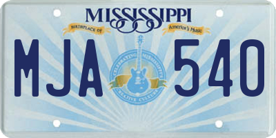 MS license plate MJA540
