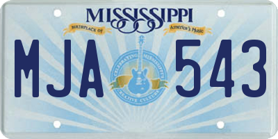 MS license plate MJA543