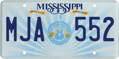 MS license plate MJA552