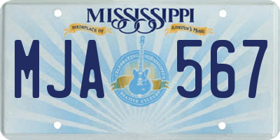 MS license plate MJA567