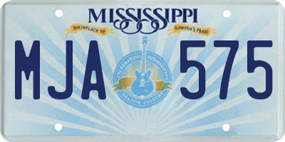 MS license plate MJA575
