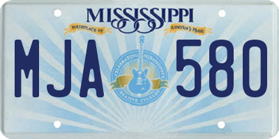 MS license plate MJA580