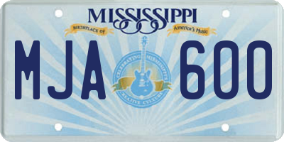 MS license plate MJA600