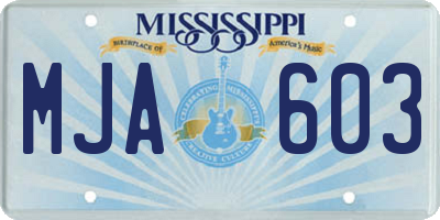 MS license plate MJA603