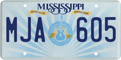 MS license plate MJA605