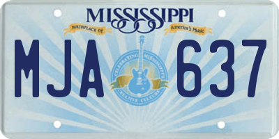 MS license plate MJA637