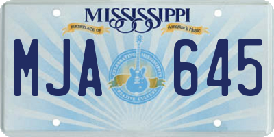 MS license plate MJA645