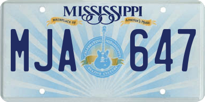MS license plate MJA647