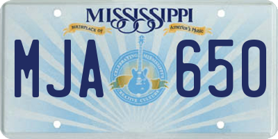 MS license plate MJA650