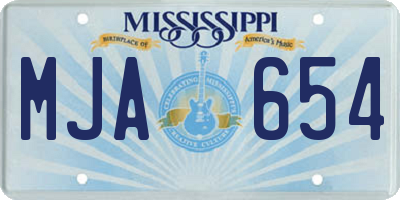 MS license plate MJA654