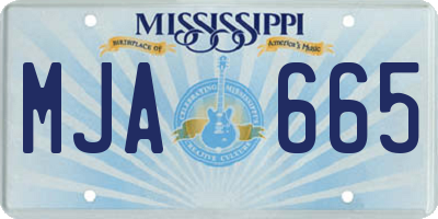 MS license plate MJA665