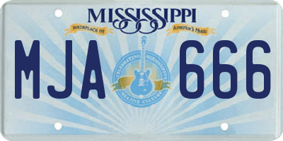 MS license plate MJA666