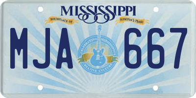 MS license plate MJA667