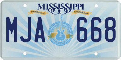 MS license plate MJA668