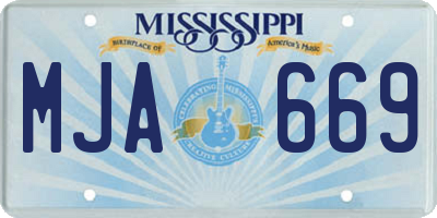 MS license plate MJA669