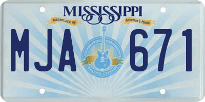 MS license plate MJA671