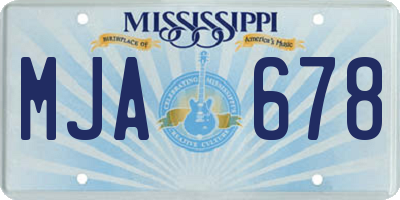 MS license plate MJA678