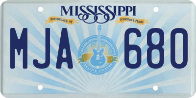 MS license plate MJA680