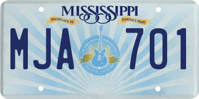 MS license plate MJA701