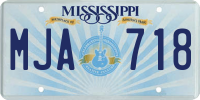 MS license plate MJA718