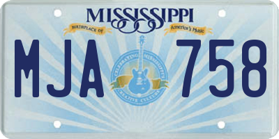 MS license plate MJA758
