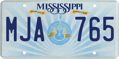 MS license plate MJA765