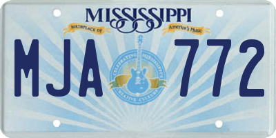 MS license plate MJA772