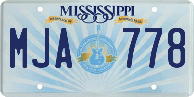 MS license plate MJA778