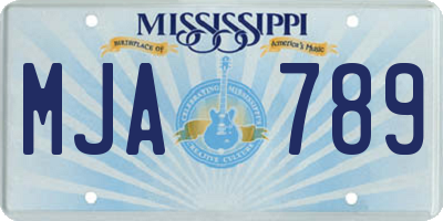 MS license plate MJA789
