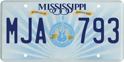 MS license plate MJA793