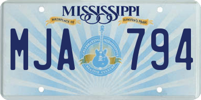 MS license plate MJA794