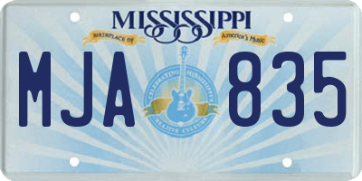 MS license plate MJA835