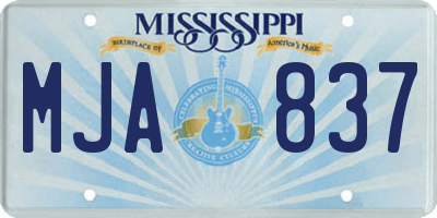MS license plate MJA837